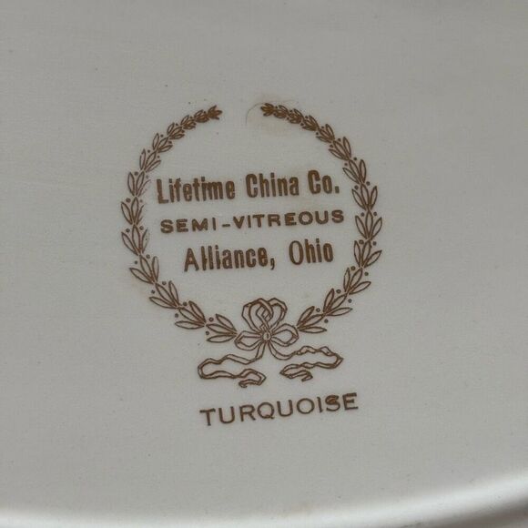 Homer Laughlin Lifetime China Turquoise Magnolia 16” Oval Platter - Picture 6 of 6